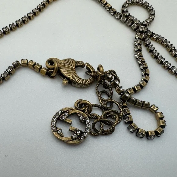 Gucci Gold-tone, crystal and faux pearl necklace - Picture 6 of 14